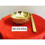 Combo 01 Dragon Phoenix Brass Altar Bowl & Chopsticks Set Vietnamese