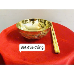 Combo 01 Dragon Phoenix Brass Altar Bowl & Chopsticks Set Vietnamese