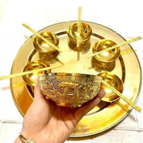 Combo 01 Dragon Phoenix Brass Altar Bowl & Chopsticks Set Vietnamese