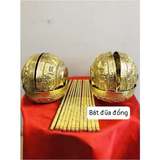 Combo 01 Dragon Phoenix Brass Altar Bowl & Chopsticks Set Vietnamese
