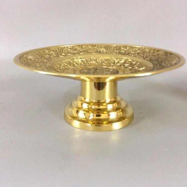 Copper Fruit Offering Tray - Vietnamese Mâm Bồng, Diameter 25cm, Handcrafted Copper Artwork from Đại Bái Craft Village