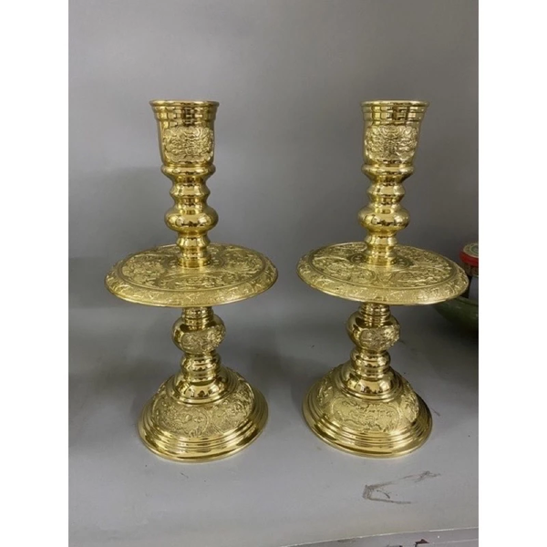Brass Candle Holders for Buddhist and Catholic Altars, Handcrafted by Artisans from Đại Bái Craft Village, Vietnam