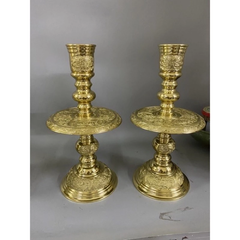 Brass Candle Holders for Buddhist and Catholic Altars, Handcrafted by Artisans from Đại Bái Craft Village, Vietnam