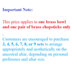 Combo 01 Dragon Phoenix Brass Altar Bowl & Chopsticks Set Vietnamese