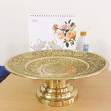 Copper Fruit Offering Tray - Vietnamese Mâm Bồng, Diameter 25cm, Handcrafted Copper Artwork from Đại Bái Craft Village