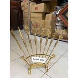 Traditional Bat Buu Brass Worship Set – Eight Sacred Weapons for Vietnamese Altar