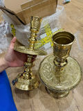 Brass Candle Holders for Buddhist and Catholic Altars, Handcrafted by Artisans from Đại Bái Craft Village, Vietnam