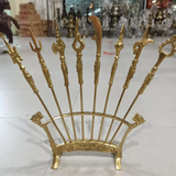 Traditional Bat Buu Brass Worship Set – Eight Sacred Weapons for Vietnamese Altar