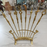Traditional Bat Buu Brass Worship Set – Eight Sacred Weapons for Vietnamese Altar