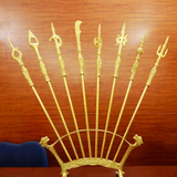 Traditional Bat Buu Brass Worship Set – Eight Sacred Weapons for Vietnamese Altar