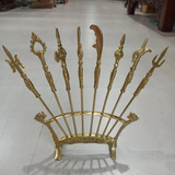 Traditional Bat Buu Brass Worship Set – Eight Sacred Weapons for Vietnamese Altar