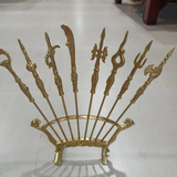 Traditional Bat Buu Brass Worship Set – Eight Sacred Weapons for Vietnamese Altar