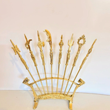 Traditional Bat Buu Brass Worship Set – Eight Sacred Weapons for Vietnamese Altar