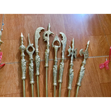 Traditional Bat Buu Brass Worship Set – Eight Sacred Weapons for Vietnamese Altar