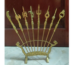 Traditional Bat Buu Brass Worship Set – Eight Sacred Weapons for Vietnamese Altar