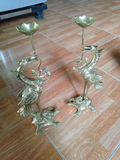 Set 2pcs of Handcrafted  Copper Crane Statues - Symbol of Tranquility and Prosperityin Vietnamese Culture