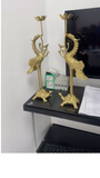 Set 2pcs of Handcrafted  Copper Crane Statues - Symbol of Tranquility and Prosperityin Vietnamese Culture