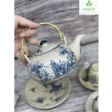Handmade Bat Trang Pottery Tea Set - Authentic Vietnamese Craftsmanship | Delightful Taste & Unique Design