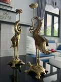 Set 2pcs of Handcrafted  Copper Crane Statues - Symbol of Tranquility and Prosperityin Vietnamese Culture